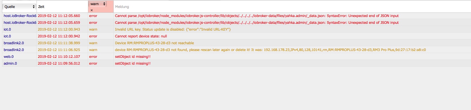 Fehler iobroker nach neuinstallation und neustart.jpeg